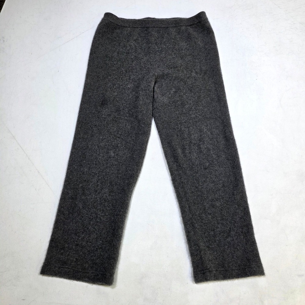 Neiman Marcus Cashmere Pants Womens Small Gray Knit Straight Leg Trousers Luxury
